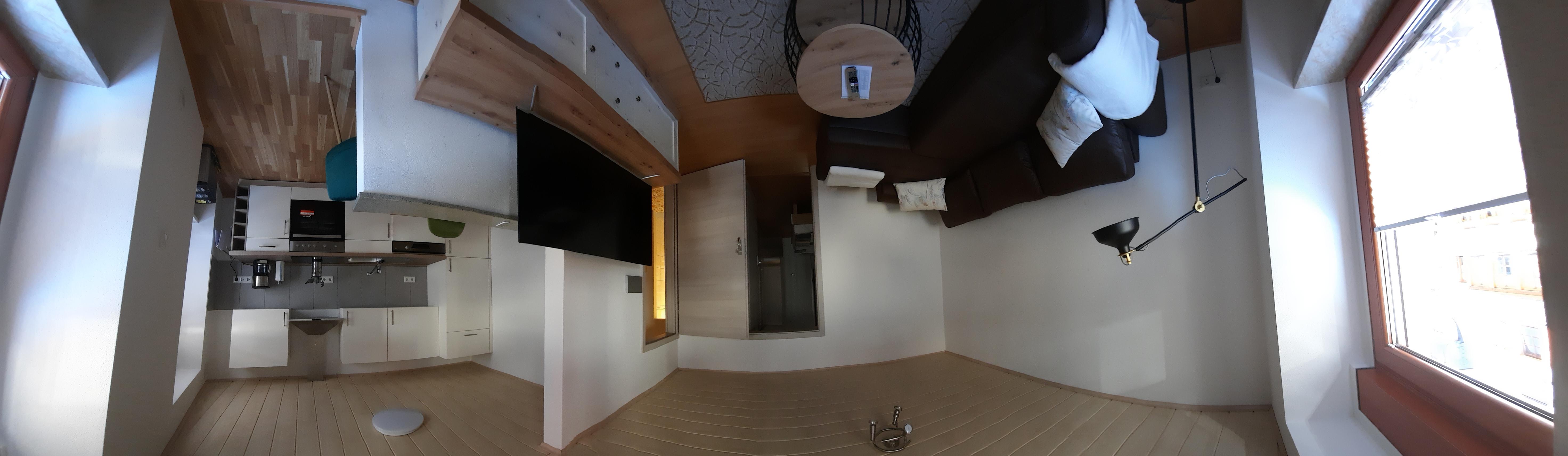 360 Grad Ansicht Wohnzimmer & Küche
