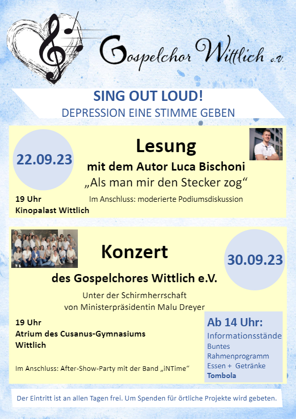 Plakat "Sing out loud!, Depression eine Stimme geb