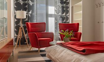 Bedroom #1 with seating area