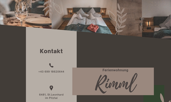 An appealing design for a holiday apartment with contact information. The image shows a cozy interior with lovely details.