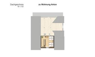 The floor plan shows the attic of an apartment with two rooms and a central staircase. The representation is clear and concise.