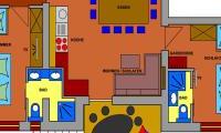 A floor plan drawing of an apartment. The rooms are clearly arranged, including a living room, bedroom, and kitchen.