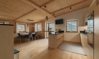 Living area with a fully equipped kitchen