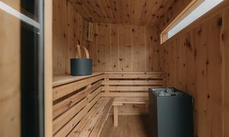 Cedar sauna on the balcony