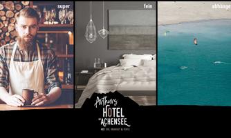 An appealing barista in a café, a stylish bedroom with modern accents, and a calm water surface with recreational activities. Ideal for a relaxing stay at the hotel by Lake Achensee.