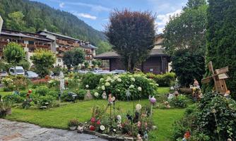 Garden with a view of the Fisher Inn