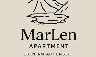 A simple logo for the MarLen Apartment in Eben am Achensee. It features a stylized mountain landscape above a lake.