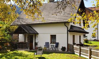 A charming house with a well-kept garden and a cozy terrace. Colorful leaves and a tranquil environment give the place an inviting atmosphere.