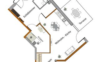 The simple floor plan of the apartment.