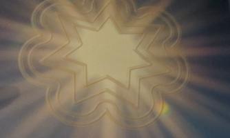 A geometric pattern in the shape of a star, surrounded by radiant rays of light. The colors are soft and harmonious.