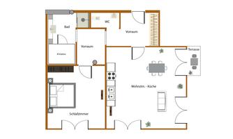 The simple floor plan of the apartment.