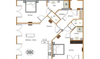 The simple floor plan drawing of the apartment.