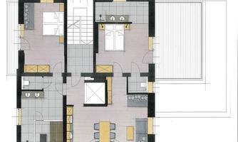 A floor plan for an apartment with multiple rooms. The rooms are clearly structured and well arranged.