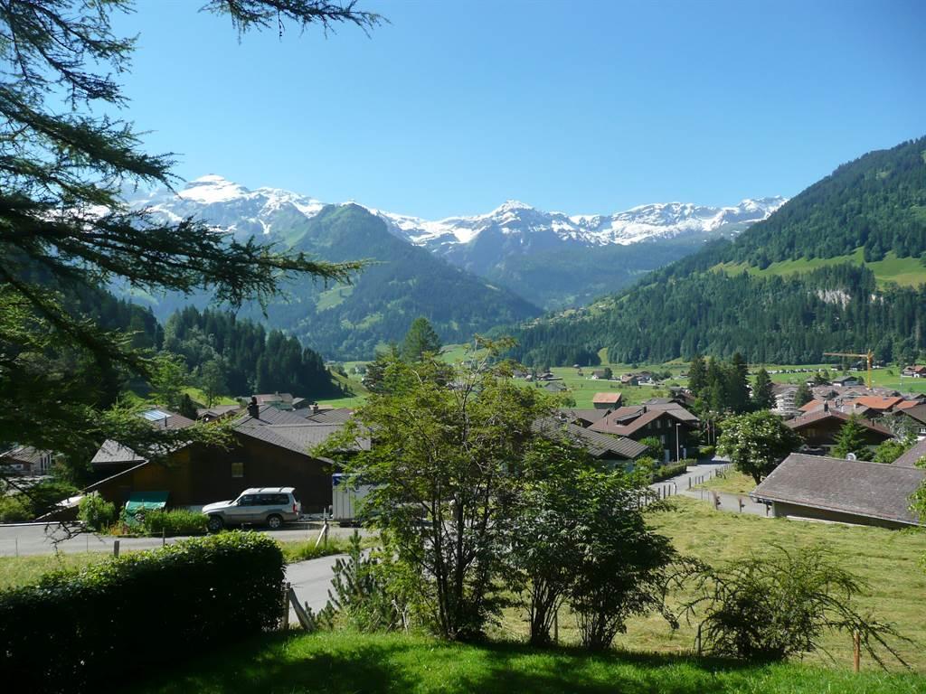 Sicht vom Garten ins Tal und auf die Berge Sicht vom Garten ins Tal und auf die Berge