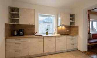 Large, fully equipped kitchen.