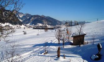 Der Blick vom Balkon im Winter