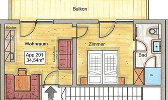 Grundriss 2-Zimmer-App. 201