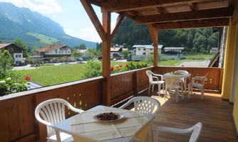 big southwarded balcony with view to the "Zahmen Kaiser"