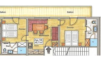 3-Zimmer FeWo Nr. 106 - Grundriss