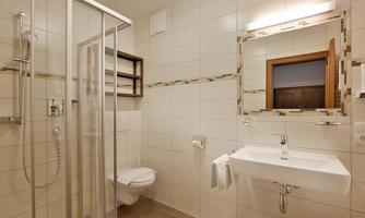 Badezimmer mit Dusche, WC, Fön (Beispielbild)