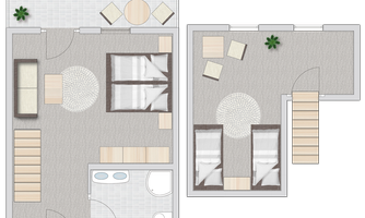 A modern floor plan representation of an apartment. The rooms are clearly structured and provide a cozy living atmosphere.