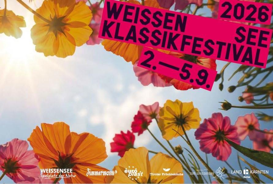 Weissenklassikfestival Weissensee 2026 mit bunten Blumen und Sonne