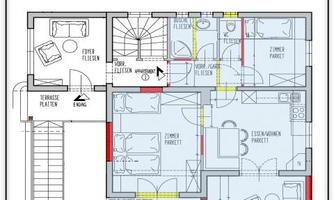 A floor plan for Apartment 2 with various rooms. Future room layout and furnishings are marked.