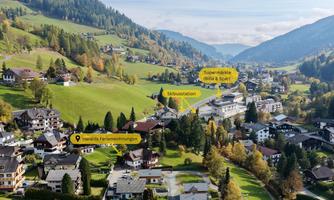 From our house, the supermarkets SPAR and BILLA are also within walking distance. There are also two ski bus stations there.