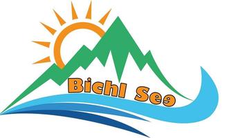 A logo of "Bichl See" featuring stylized mountains, a sun, and water waves. The colors are fresh and inviting, perfect for a recreational offering.