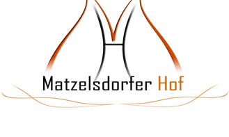 A modern logo with the inscription "Matzelsdorfer Hof". The design is simple and elegant in black and orange.