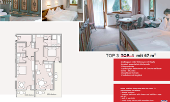 A bright and cozy room with two beds and large windows. The decor is elegant and offers a view of the mountains.