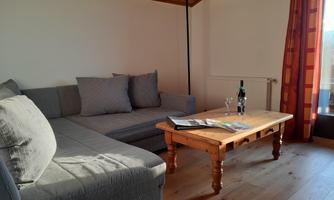 COSMEA living room with SMART-TV and corner sofa (sofa bed for 2 people, 1.60 x 2.00 meters)