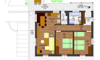 A detailed floor plan drawing for the apartment "Josef". It shows the layout of living and sleeping areas as well as the furnishings.