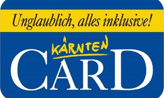 A card with the inscription "Kärnten Card" and the slogan "Incredible, everything included!" in blue and yellow colors. It offers numerous advantages and benefits for visitors in Carinthia.