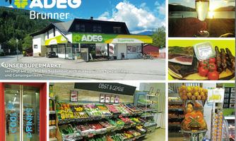 An inviting supermarket with fresh fruits and vegetables. In the background, regional products and a beautiful view of nature can be seen.