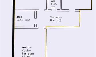 An apartment drawing with various rooms and their size specifications. The layout shows bedrooms, bathrooms, living kitchens, and balconies.