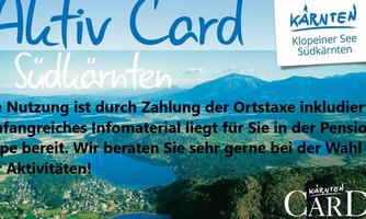 The Altiv Card for Southern Carinthia offers numerous activities and information for guests. It is included in the price of the stay at the Pension Tulpe.