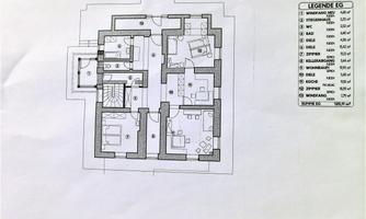 A floor plan of a house with several rooms. The rooms are clearly structured and annotated with size specifications.