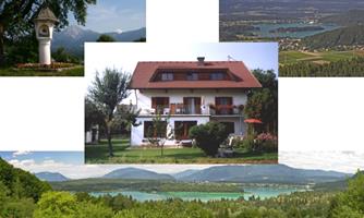 A picturesque landscape with mountains, a tranquil lake, and a charming house. The surroundings are green and inviting, perfect for relaxation in nature.