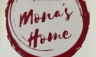 An ad for vacation rentals called "Mona's Home". Contact details and website are also provided.