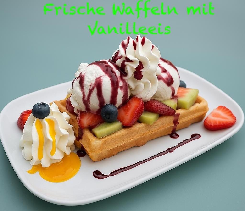 Heißwaffeln mit Vanilleeis