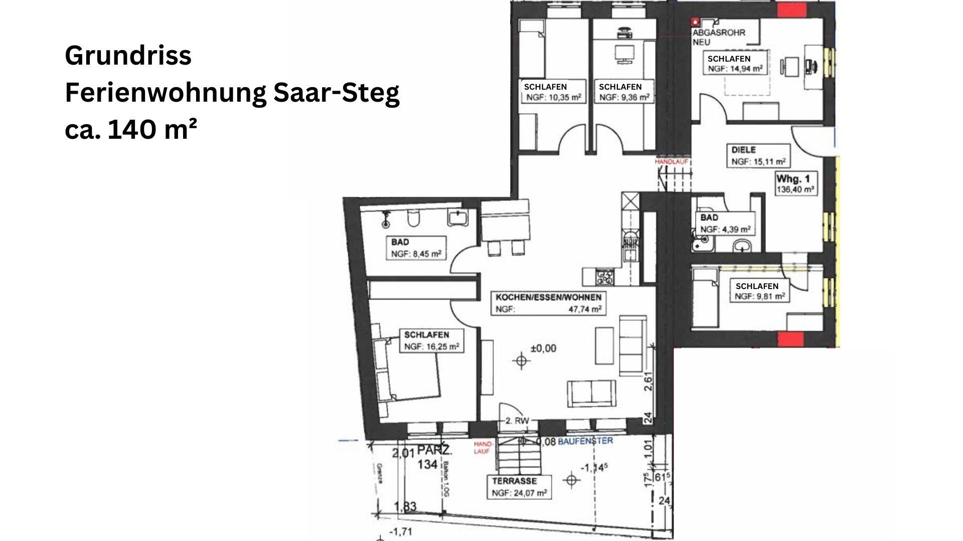 Ferienwohnung Saar-Steg - Grundriss