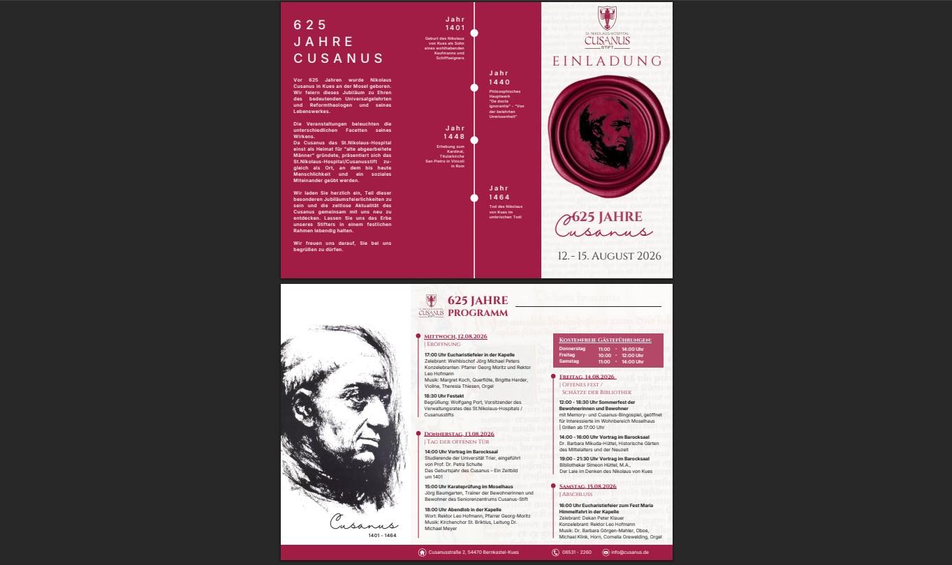 Flyer 625 Jahre Cusanus