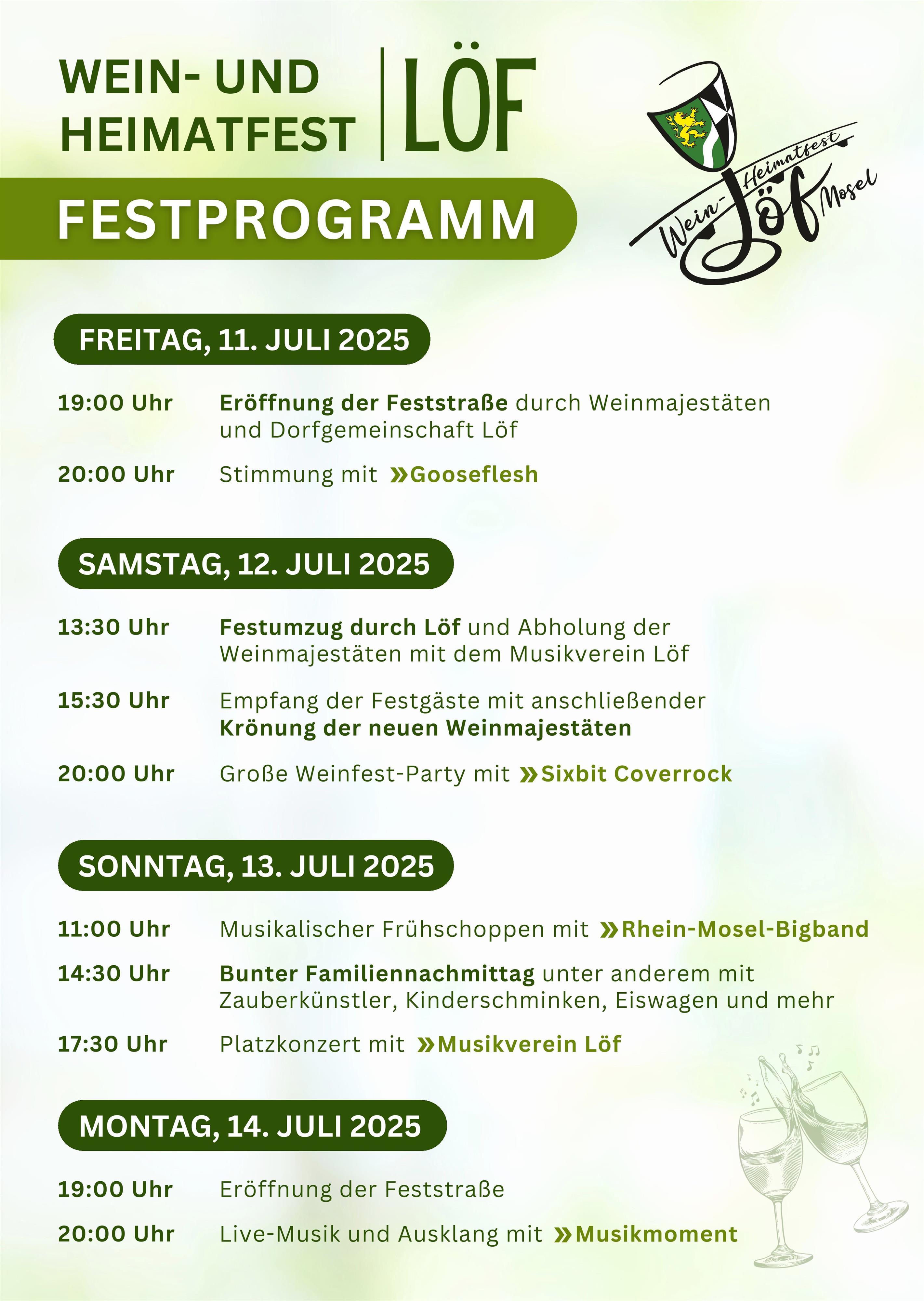 Programm Weinfest Löf
