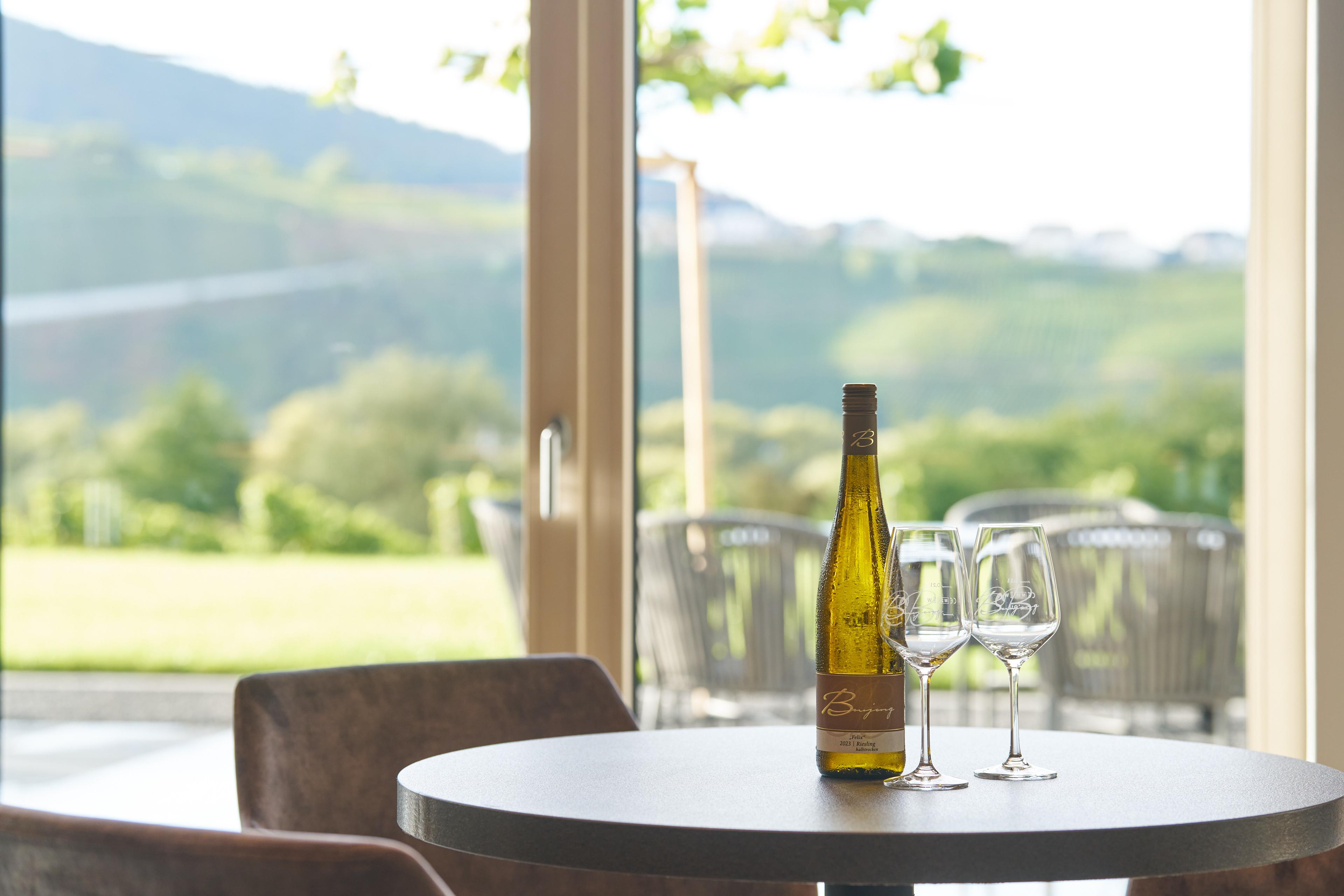 Weingut Boujong Weingeuss mit Ausblick