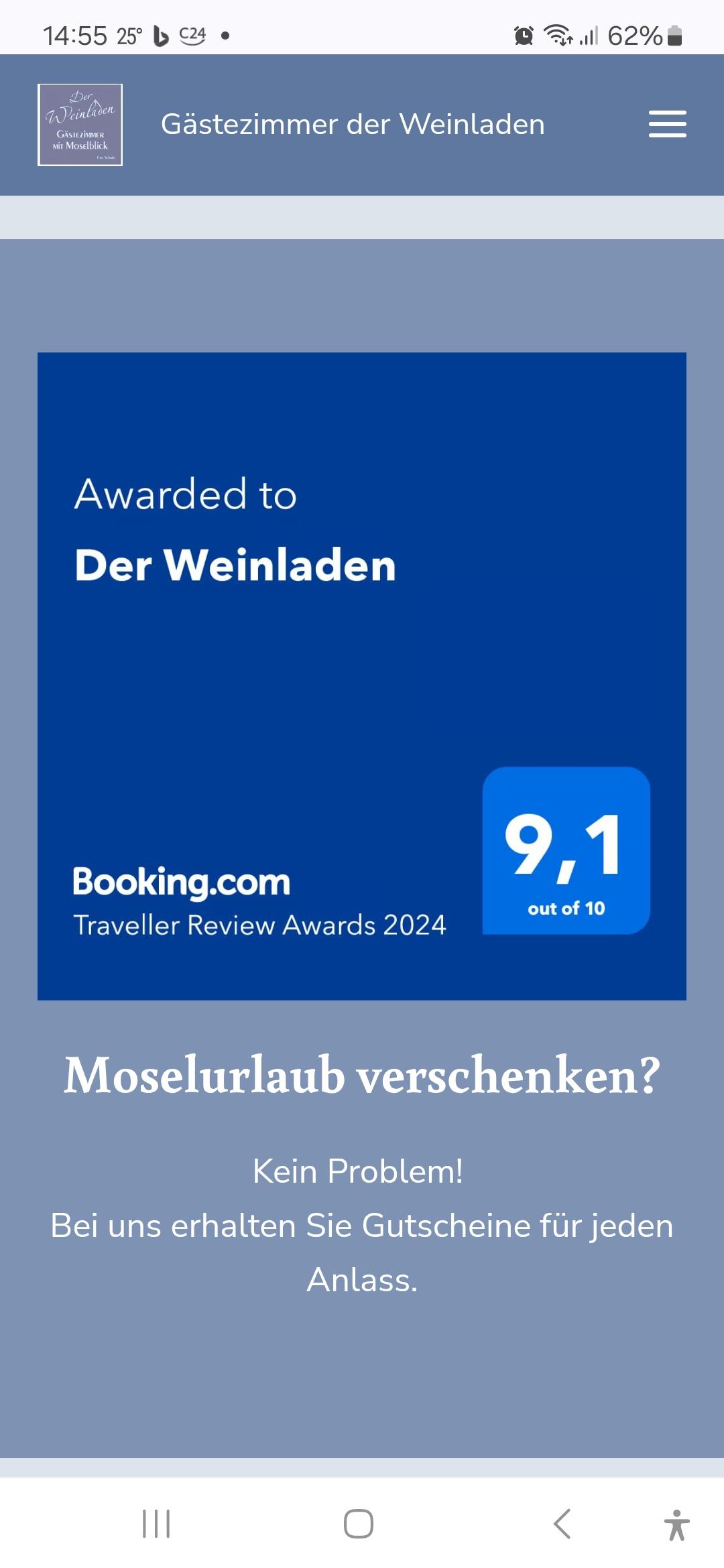 Bewertung auf booking.com