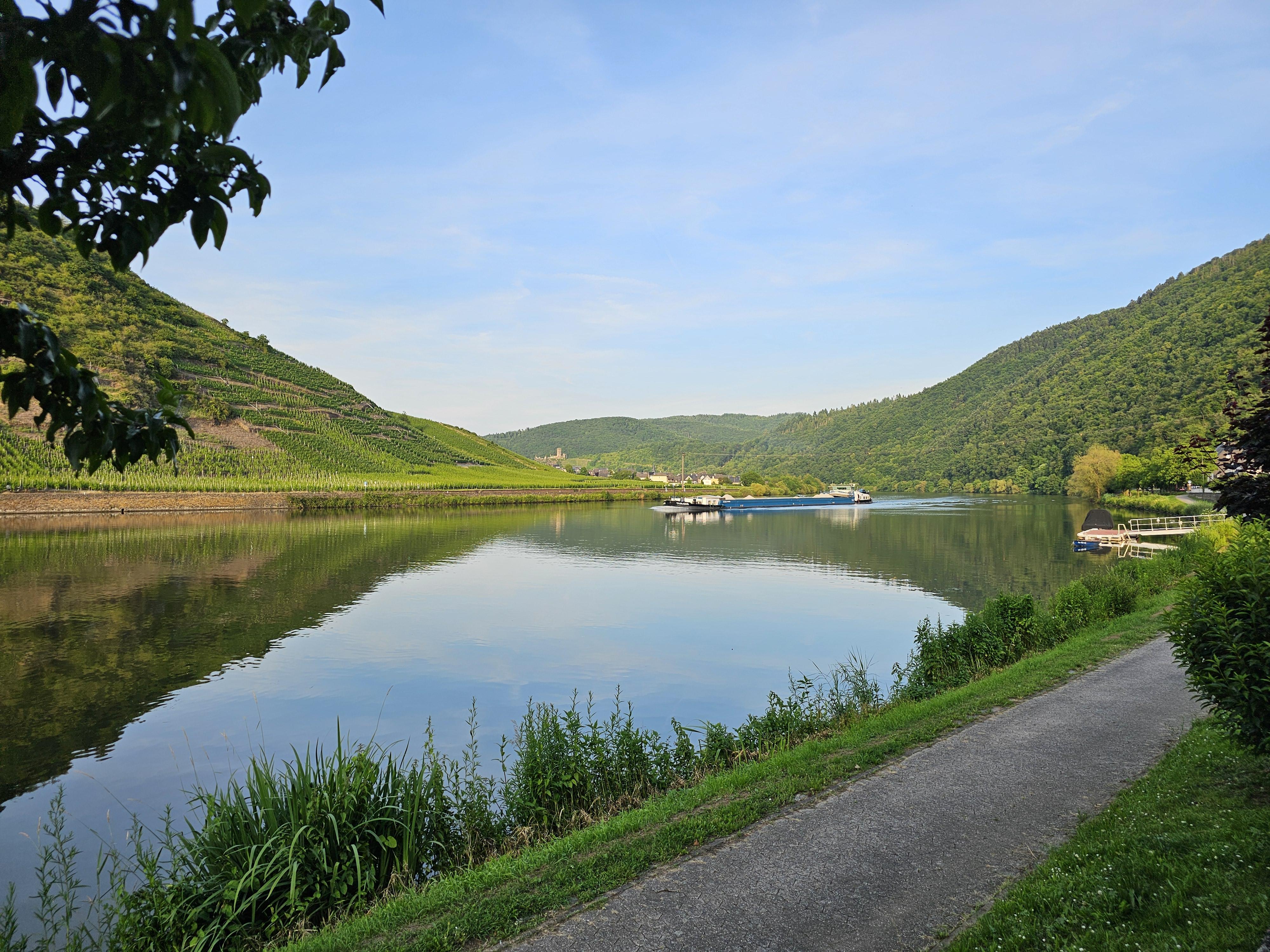 Blick vom Moselufer in Richtung Beilstein
