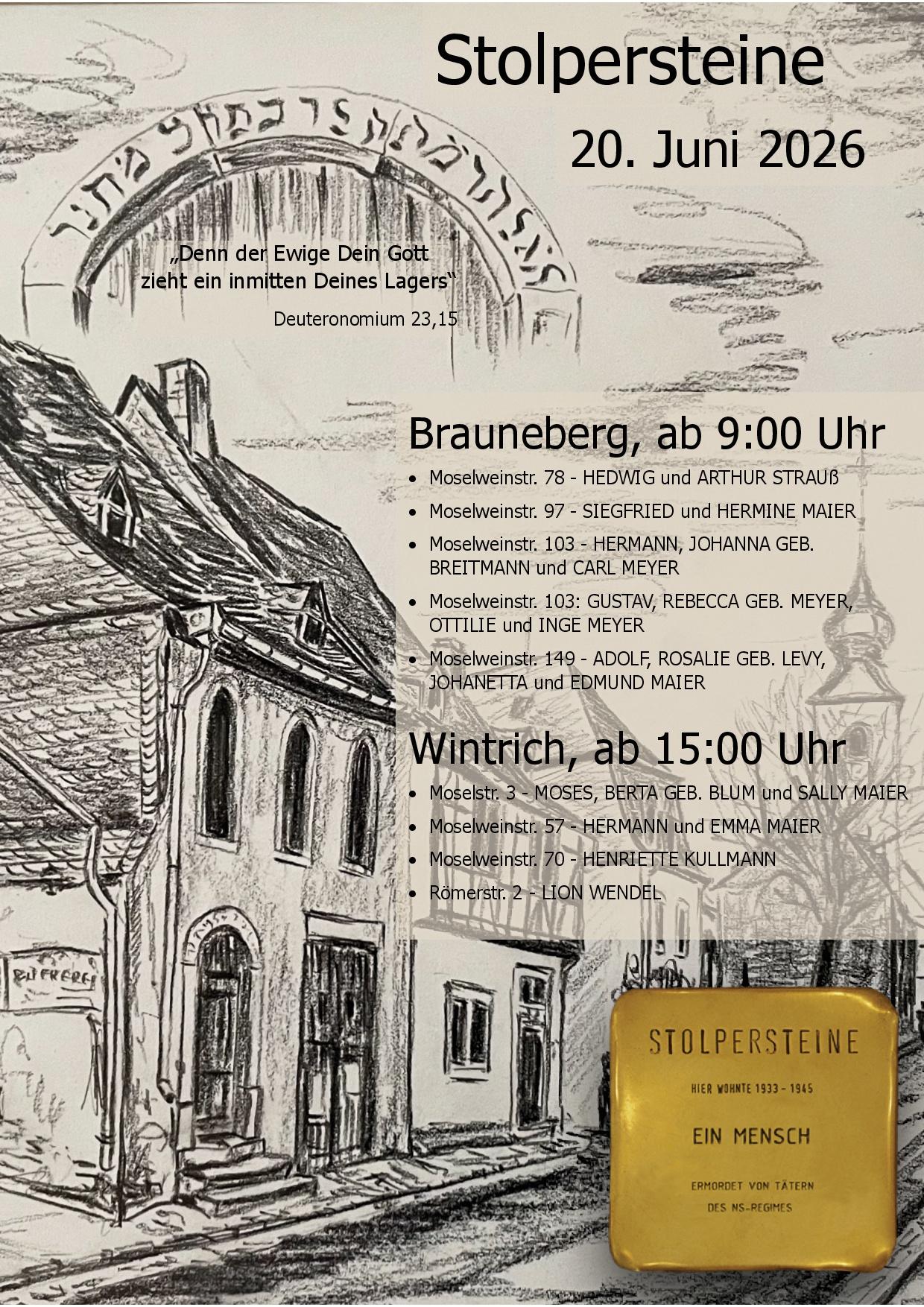 Stolpersteine - Einladung zur Verlegung