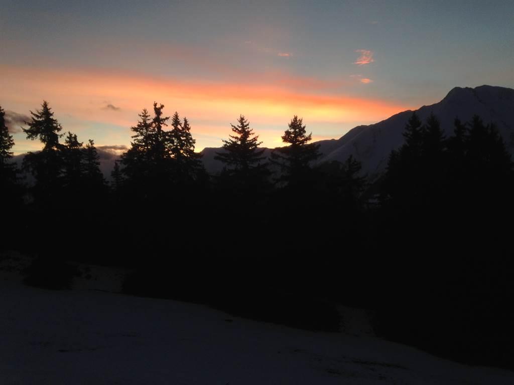 Spycherli Winter Sonnenuntergang Balkon Riederalp Spycherli Winter Sonnenuntergang Balkon Riederalp