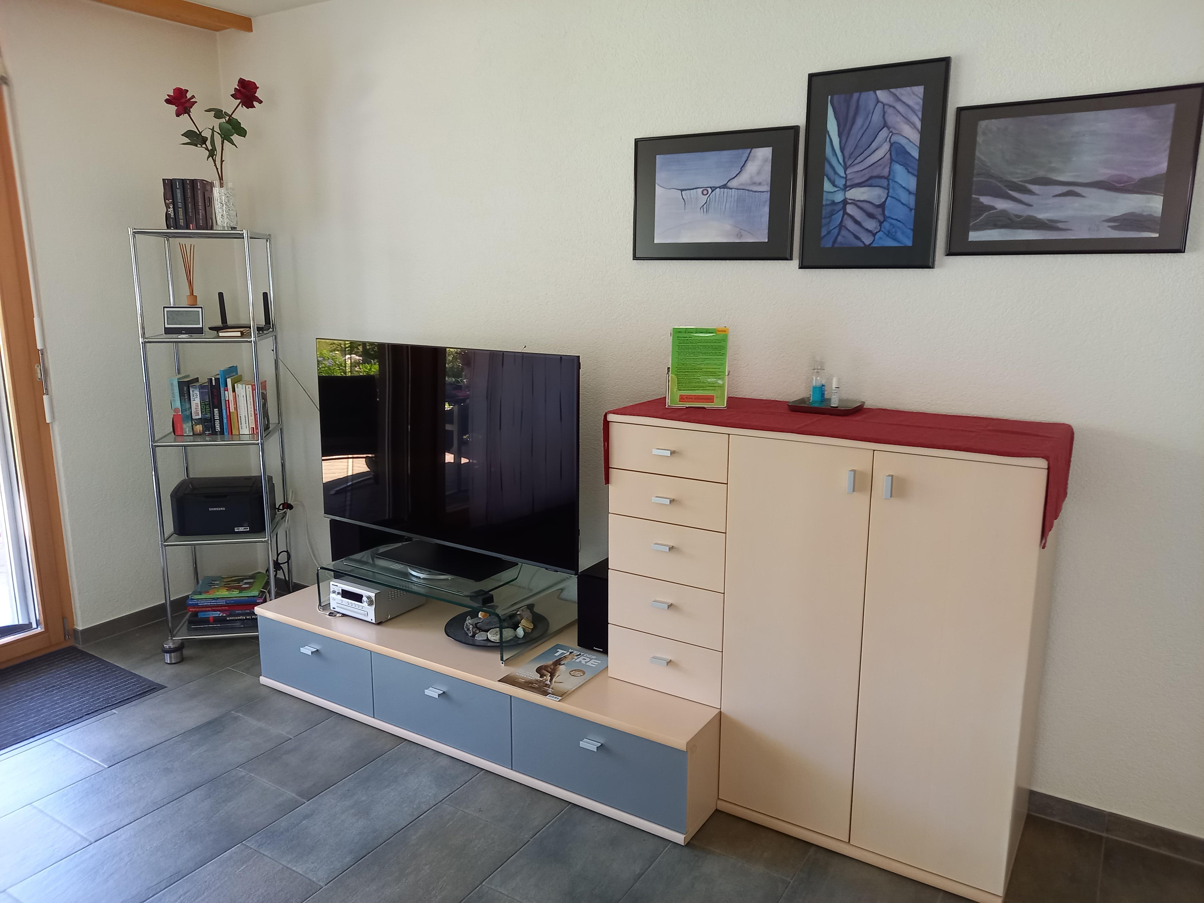 Fernseher, Stereoanlage und Bücherregal Fernseher, Stereoanlage und Bücherregal